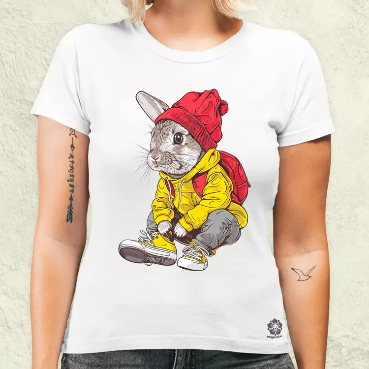 Hip Hop nyuszi v12 női póló