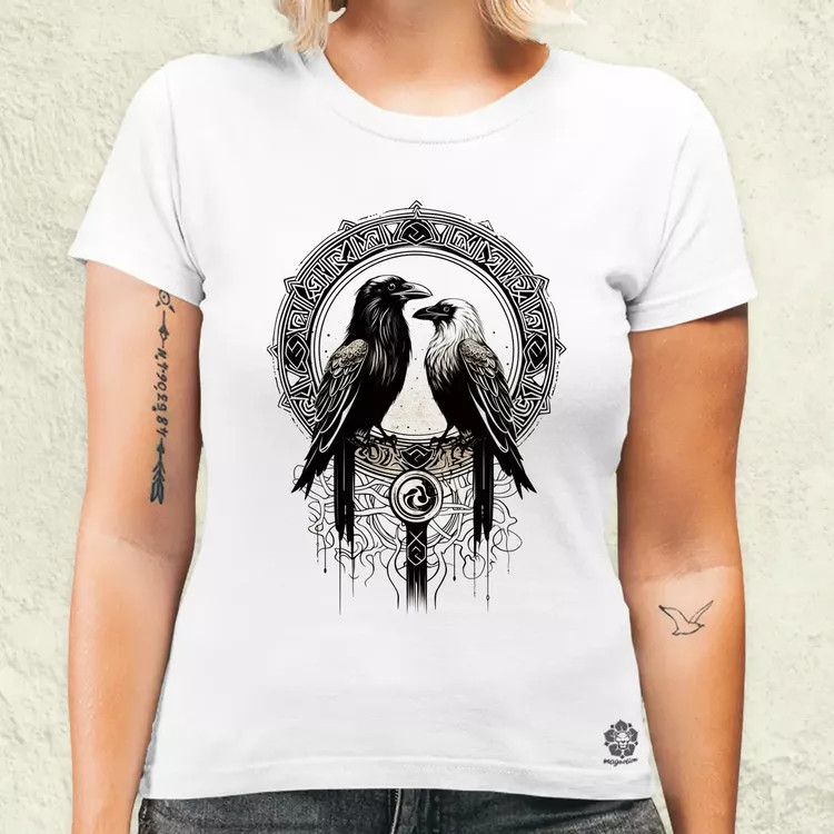 Hugin és Munin amulett v2 női póló