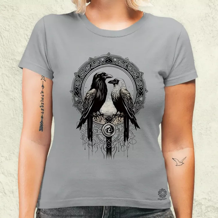 Hugin és Munin amulett v2 női póló