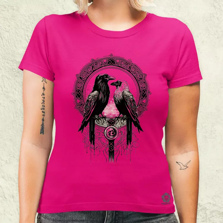 Hugin és Munin amulett v2 női póló