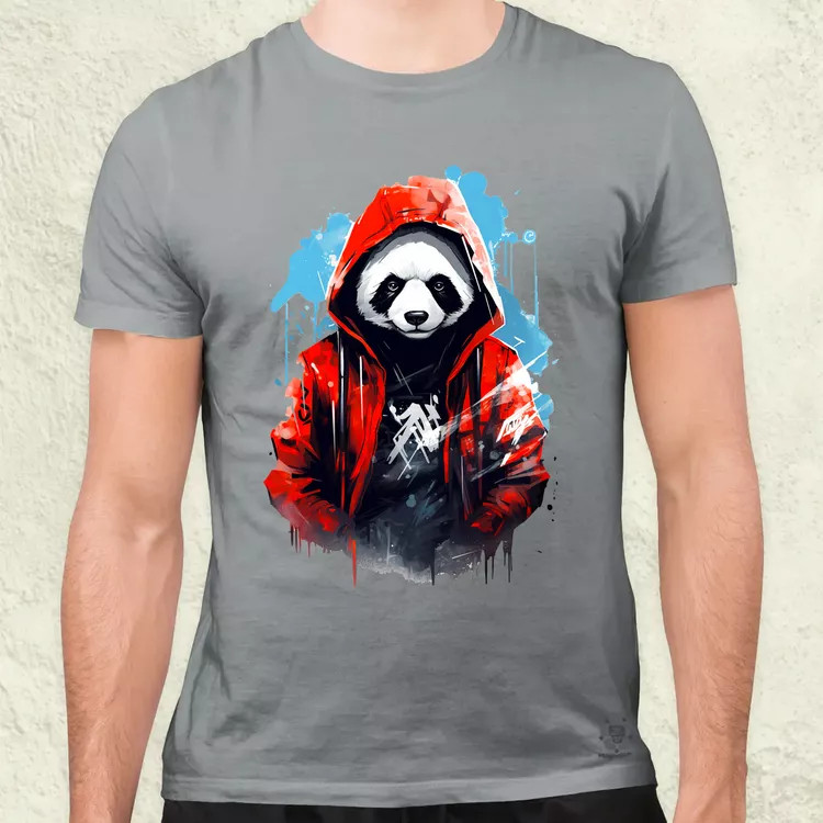 Kapucnis panda v1 férfi póló