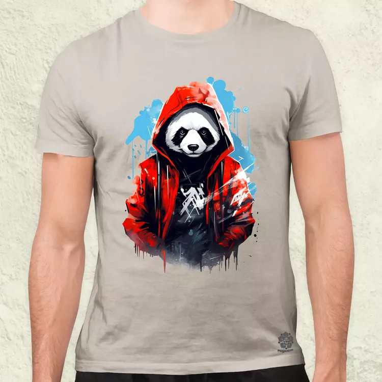 Kapucnis panda v1 férfi póló