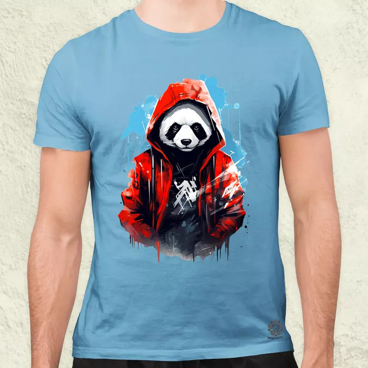 Kapucnis panda v1 férfi póló