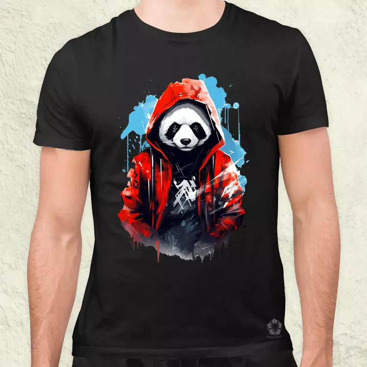 Kapucnis panda v1 férfi póló