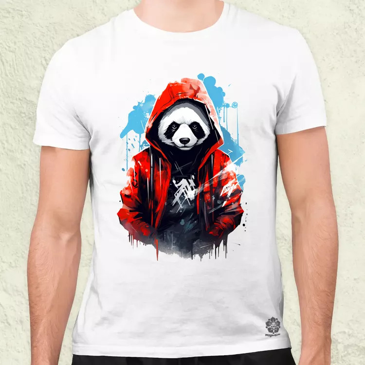 Kapucnis panda v1 férfi póló