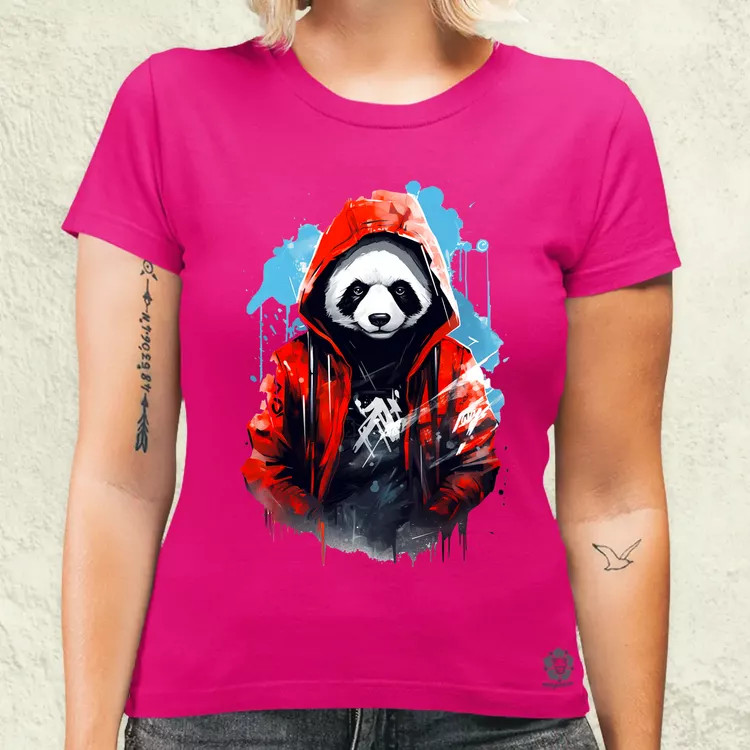 Kapucnis panda v1 női póló