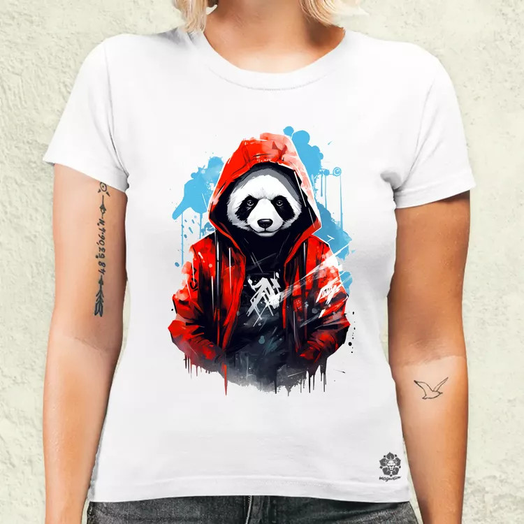 Kapucnis panda v1 női póló