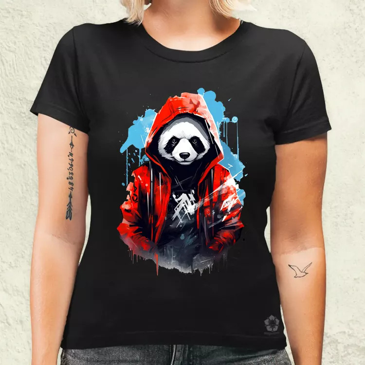 Kapucnis panda v1 női póló