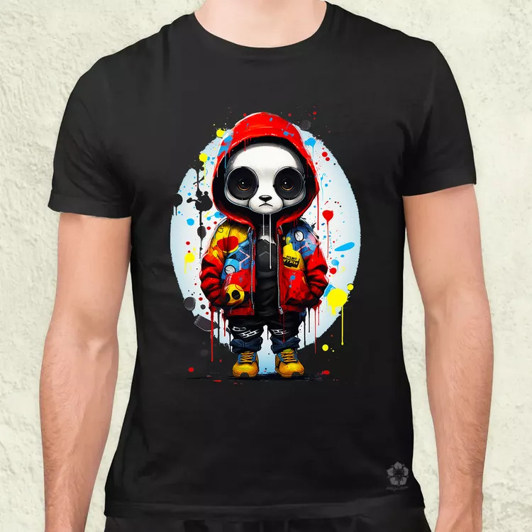 Kapucnis panda v2 férfi póló
