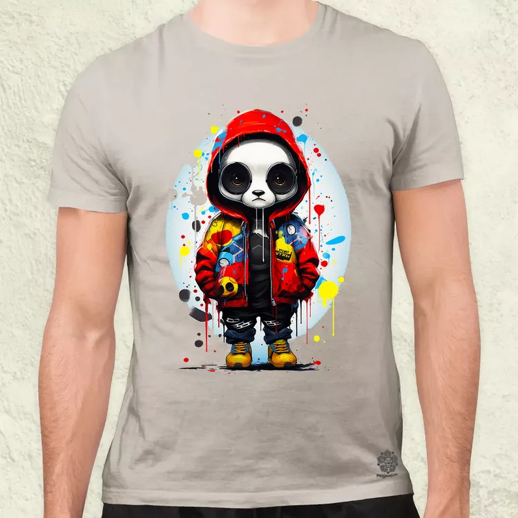 Kapucnis panda v2 férfi póló