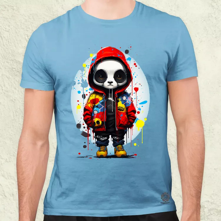 Kapucnis panda v2 férfi póló