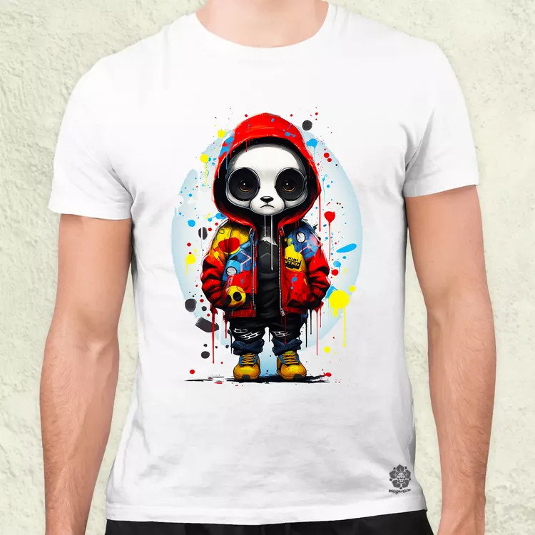 Kapucnis panda v2 férfi póló