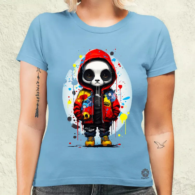 Kapucnis panda v2 női póló