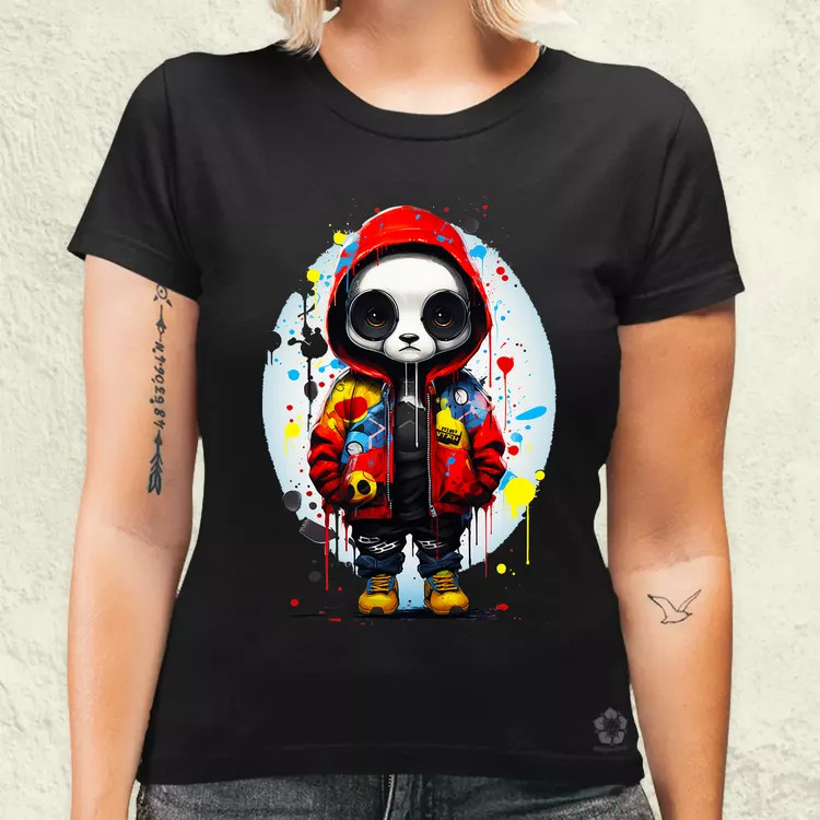 Kapucnis panda v2 női póló
