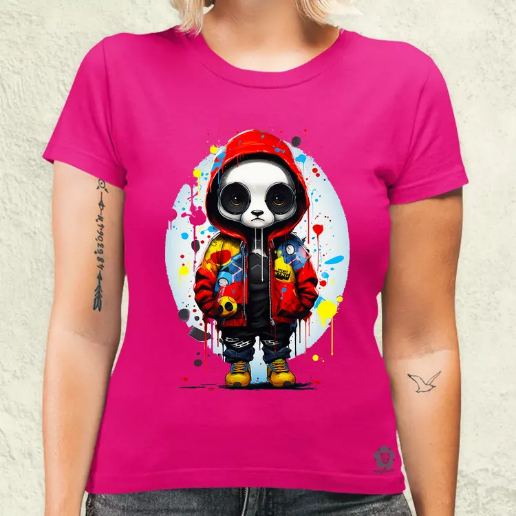 Kapucnis panda v2 női póló