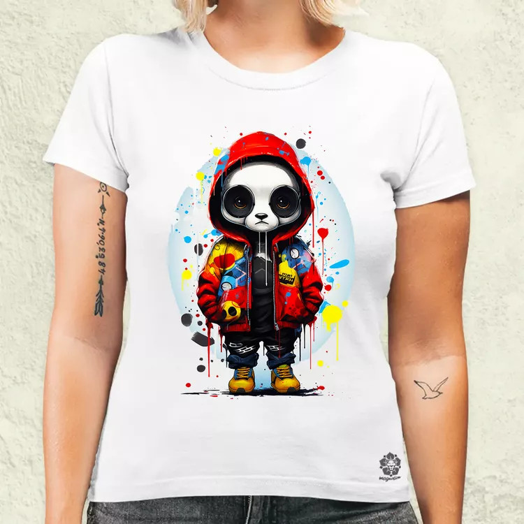 Kapucnis panda v2 női póló