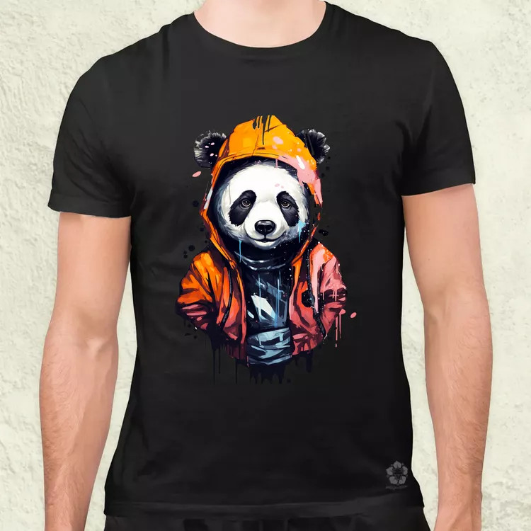 Kapucnis panda v3 férfi póló
