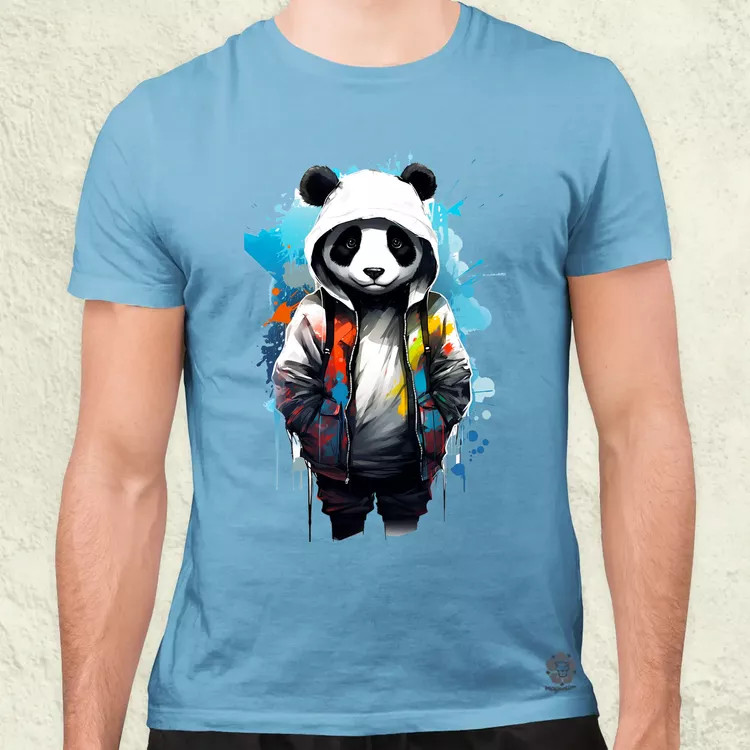 Kapucnis panda v4 férfi póló