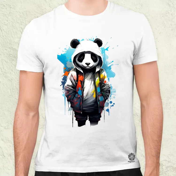 Kapucnis panda v4 férfi póló