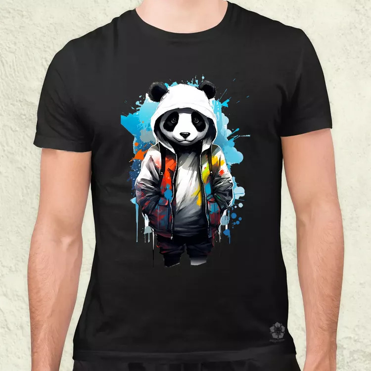 Kapucnis panda v4 férfi póló