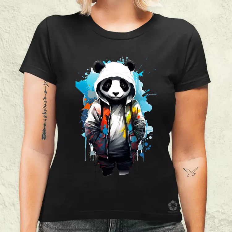 Kapucnis panda v4 női póló
