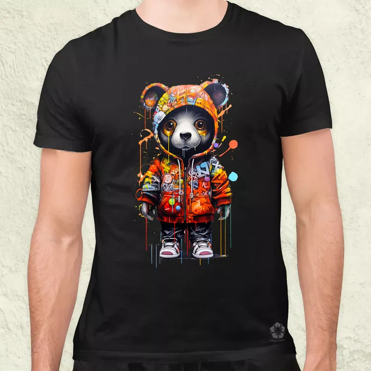 Kapucnis panda v5 férfi póló