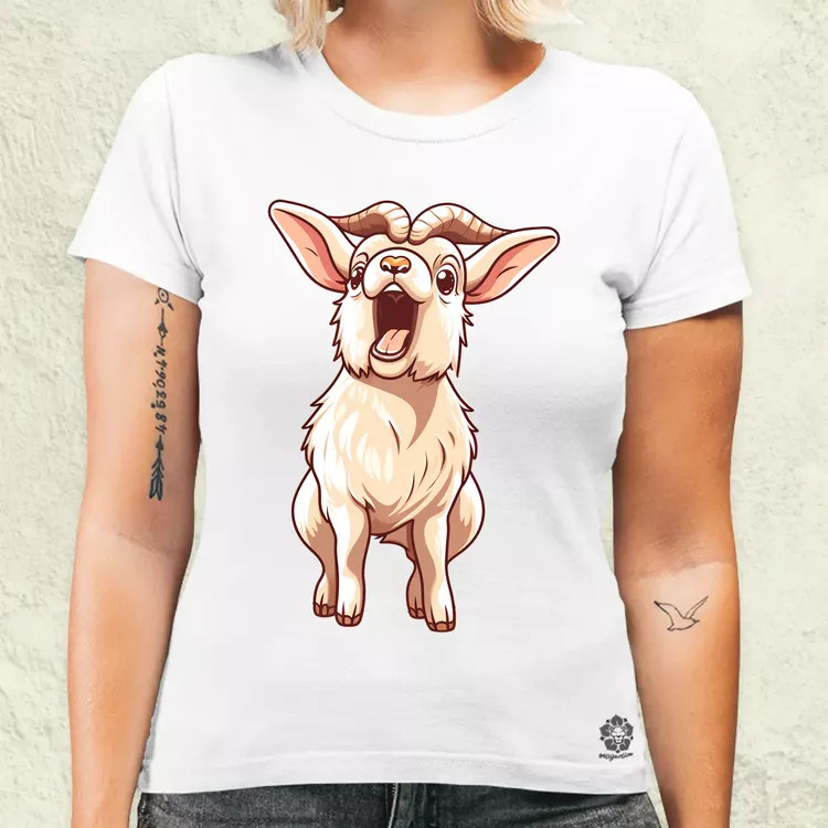 Kawaii kecske kiabál v2 női póló