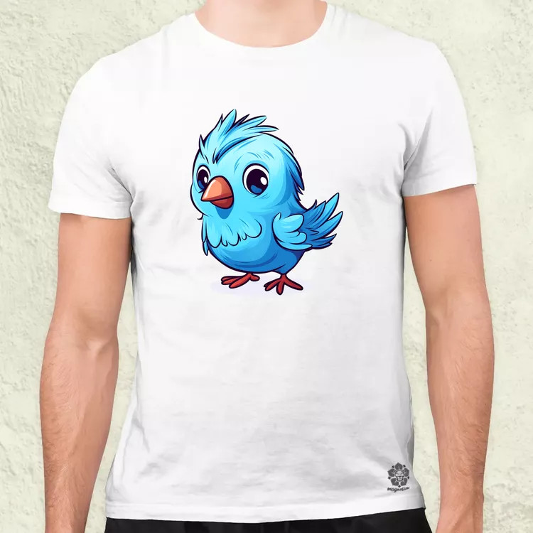 Kawaii kék madár v2 férfi póló