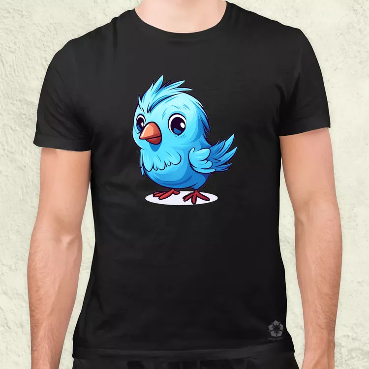 Kawaii kék madár v2 férfi póló