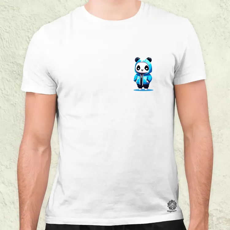 Kék panda srác zseb férfi póló