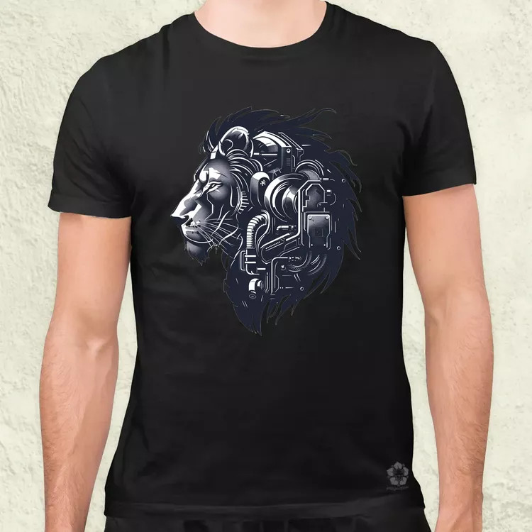 Kiborg oroszlán v68 férfi póló