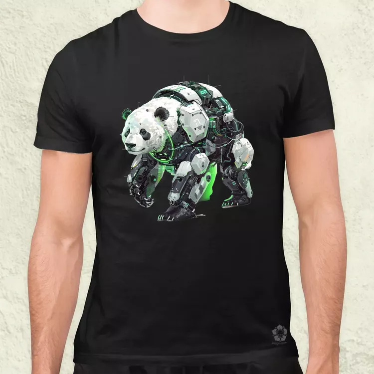 Kiborg panda v7 férfi póló