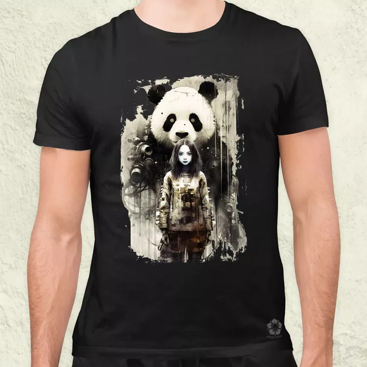Lány és Panda v1 férfi póló