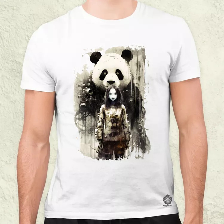 Lány és Panda v1 férfi póló