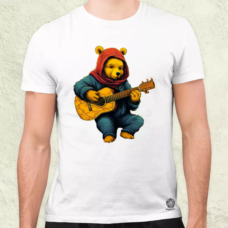 Micimackó gitározik v2 férfi póló