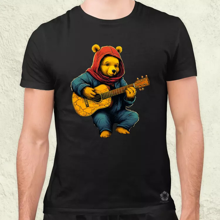 Micimackó gitározik v2 férfi póló