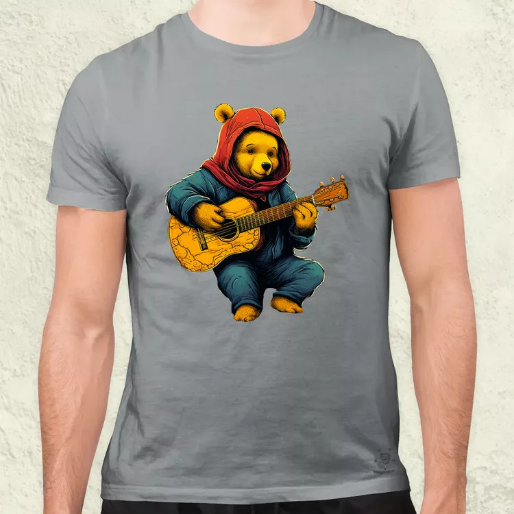 Micimackó gitározik v2 férfi póló