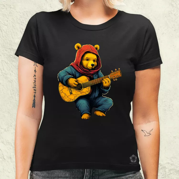 Micimackó gitározik v2 női póló