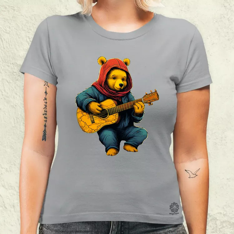 Micimackó gitározik v2 női póló