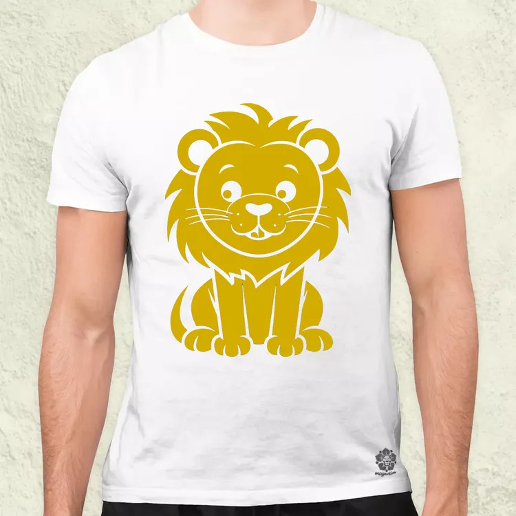 Minimalista sárga oroszlán férfi póló