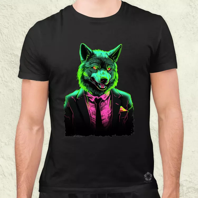 Neon gengszter farkas v1 férfi póló