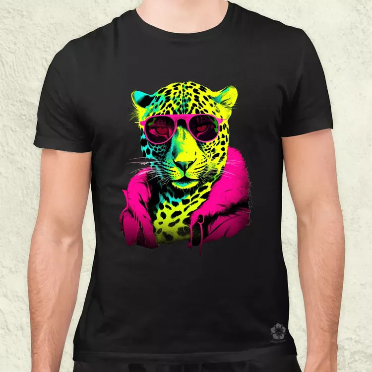 Neon gengszter leopárd férfi póló