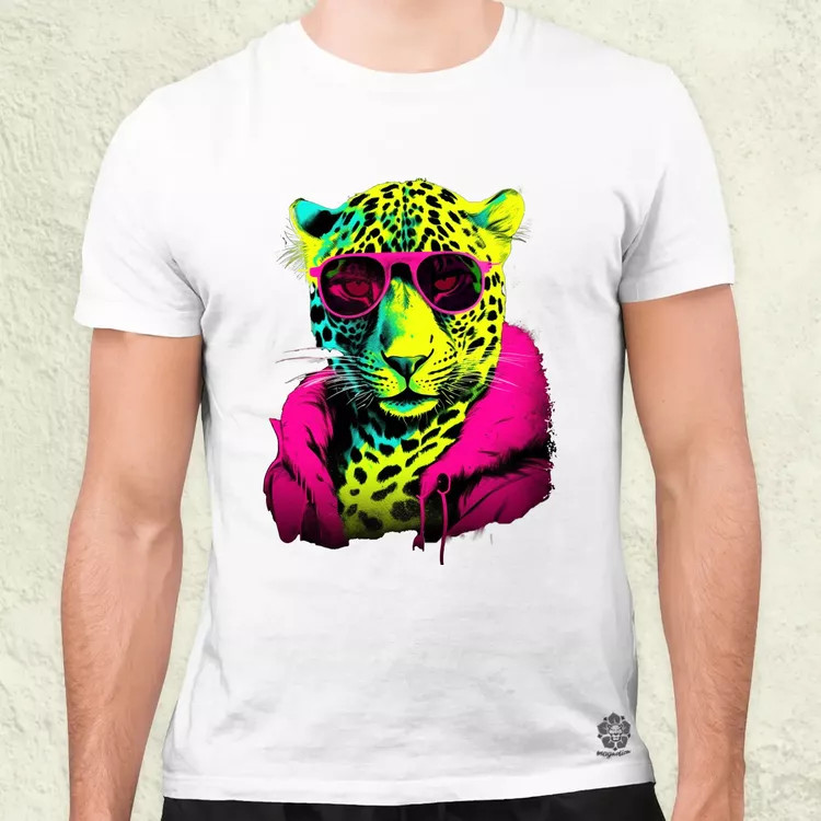 Neon gengszter leopárd férfi póló