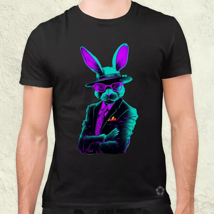 Neon gengszter nyúl férfi póló