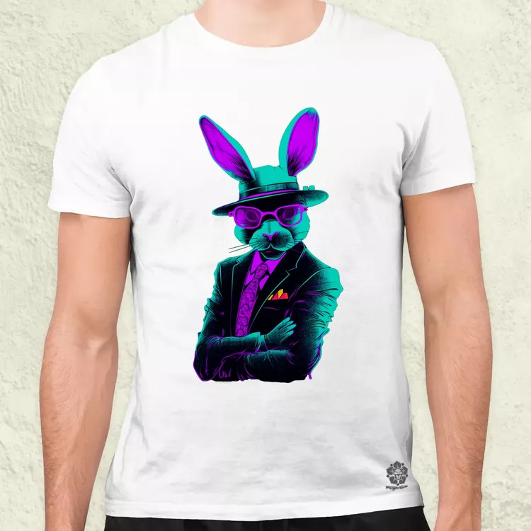Neon gengszter nyúl férfi póló