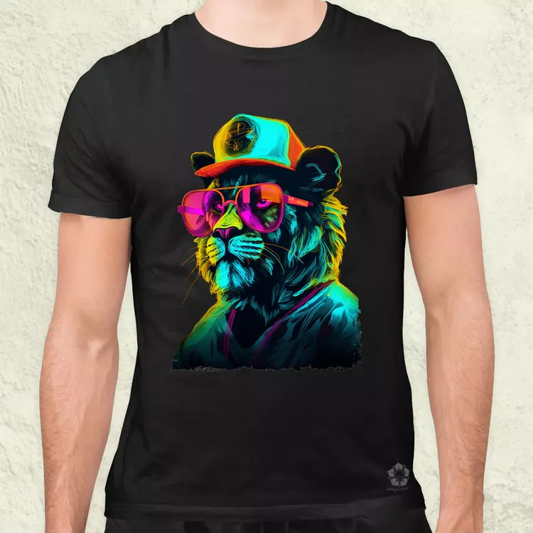Neon gengszter oroszlán v1 férfi póló