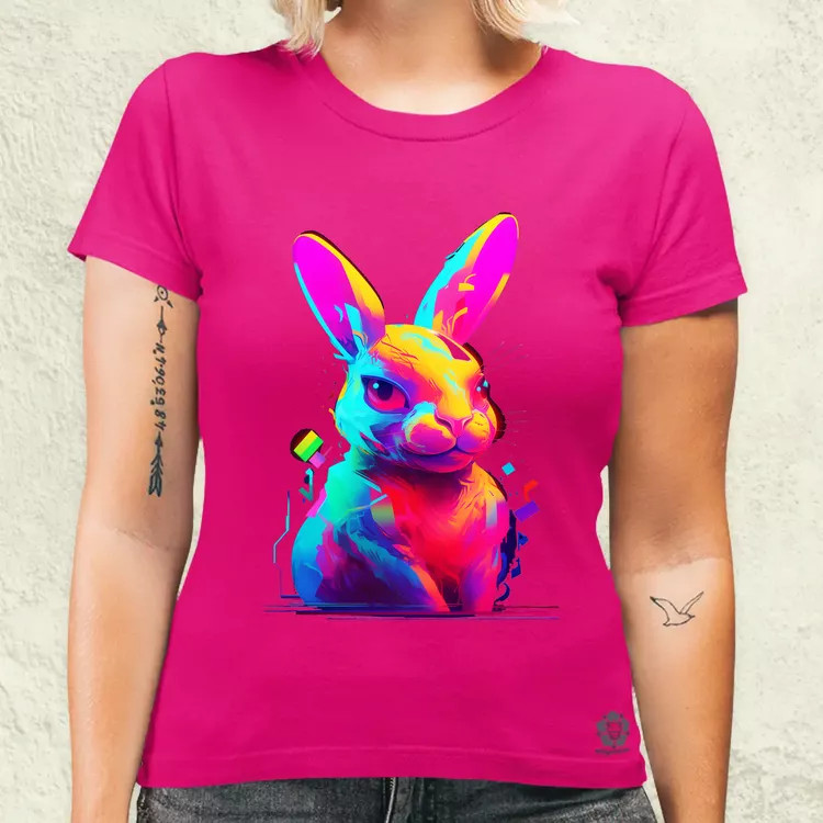Neon nyuszi v2 női póló