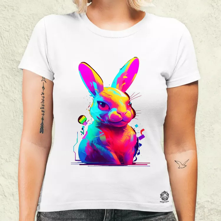 Neon nyuszi v2 női póló