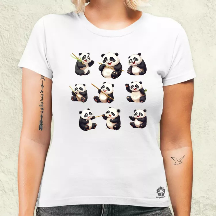 Panda kollázs v1 női póló