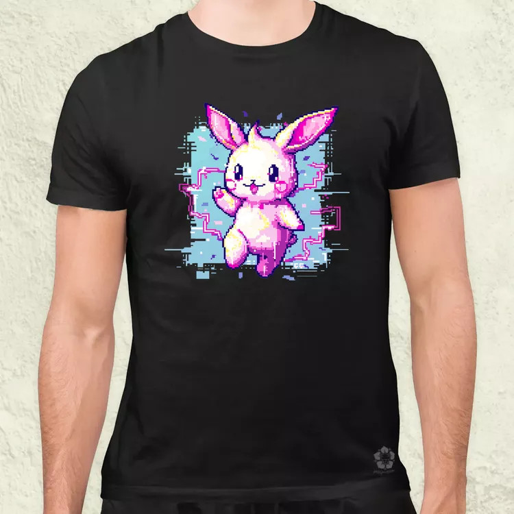 Pixelart kawaii nyuszi v1 férfi póló